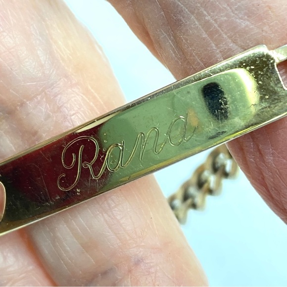 SPEIDEL Vintage Goldtone ID chain link Bracelet Engraved "RANA" - Picture 2 of 4